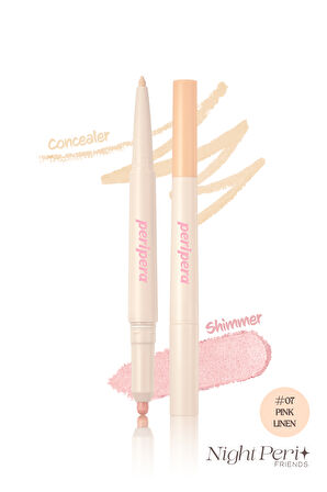 Çift Taraflı Kapatıcı ve Işıltılı Kalem Far Peripera Sugar Twinkle Duo Eye Stick (#07 Pink Linen)