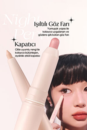 Çift Taraflı Kapatıcı ve Işıltılı Kalem Far Peripera Sugar Twinkle Duo Eye Stick (#07 Pink Linen)