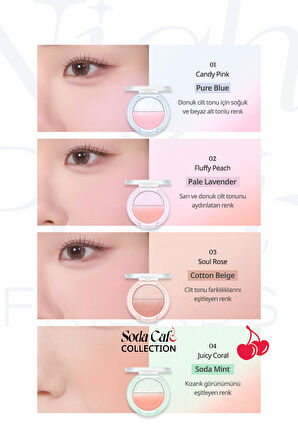 Doğal ve Aydınlık Görünüm Sunan İki Tonlu Allık PERIPERA Pure Blushed Custom Cheek(002 Fluffy Peach)