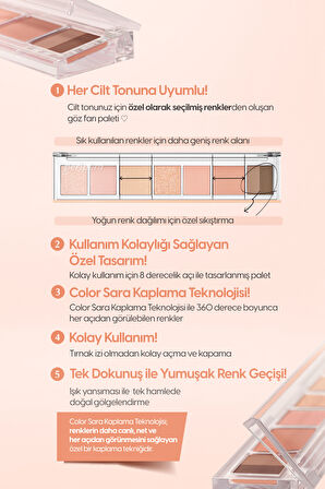 Yoğun Pigmentli 5 Farklı Dokulu Far Paleti Peripera All Take Mood Palette (#001WhisperOfSpringCoral)