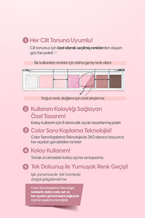 Yoğun Pigmentli 5 Farklı Dokulu Far Paleti Peripera All Take Mood Palette (#004 If Pink Check Dm Plz