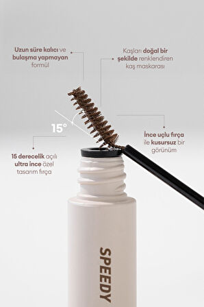 Özel Fırça Tasarımlı, Yoğun Pigmentli Kaş Maskarası PERIPERA Speedy Skinny Brow Mascara 05 Peony Ash