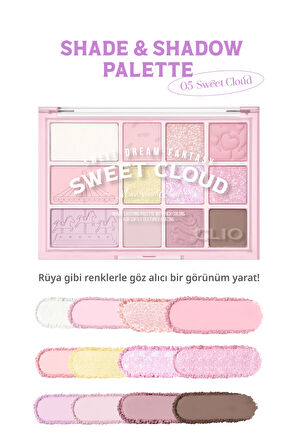 Çok Amaçlı Kullanıma Uygun, Yoğun Pigmentli Far Paleti Clio Shade & Shadow Palette 05 Sweet Cloud