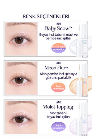 Işıltılı ve Şeffaf Likit Glitter CLIO Moon Glass Liquid Glitter Sweet Cloud (01 Baby Snow)