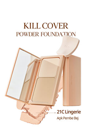 Hafif Yapılı, Pürüzsüz Mat Bitişli Pudra Fondöten CLIO Kill Cover Powder Foundation (21C Lingerie)