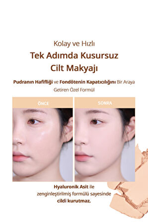 Hafif Yapılı, Pürüzsüz Mat Bitişli Pudra Fondöten CLIO Kill Cover Powder Foundation (21C Lingerie)