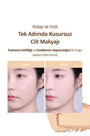 Hafif Yapılı, Pürüzsüz Mat Bitişli Pudra Fondöten CLIO Kill Cover Powder Foundation (21N Linen)