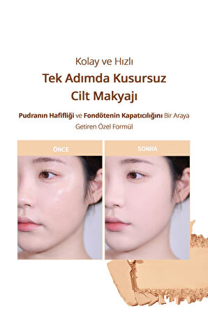 Hafif Yapılı, Pürüzsüz Mat Bitişli Pudra Fondöten  CLIO Kill Cover Powder Foundation (23N Ginger)