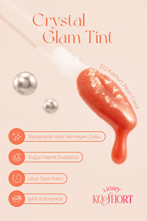 Yapışkanlık Hissi Vermeyen Yoğun Işıltılı Tint CLIO Crystal Glam Tint (13 Koshort Pearl Coral)