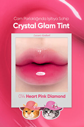 Yapışkanlık Hissi Vermeyen Yoğun Işıltılı Tint CLIO Crystal Glam Tint (14 Heart Pink Diamond)