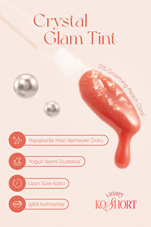 Yapışkanlık Hissi Vermeyen Yoğun Işıltılı Tint CLIO Crystal Glam Tint (15 Grooming Peach Opal)