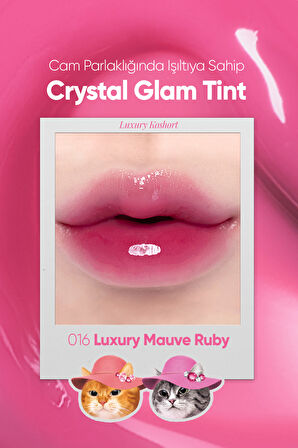 Yapışkanlık Hissi Vermeyen Yoğun Işıltılı Tint CLIO Crystal Glam Tint (16 Luxury Mauve Ruby)