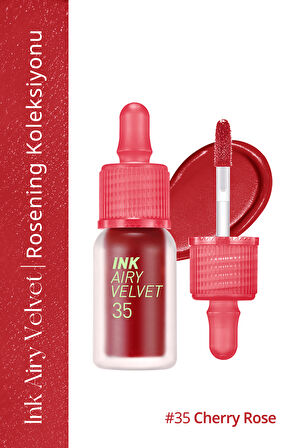 Uzun Süre Kalıcı ve Hafif Formüllü, Kadife Bitişli Tint PERIPERA Ink Airy Velvet (35 Cherry Rose)