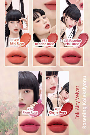 Uzun Süre Kalıcı ve Hafif Formüllü, Kadife Bitişli Tint PERIPERA Ink Airy Velvet (35 Cherry Rose)