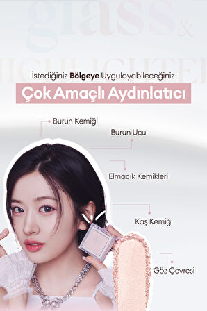 Doğal Görünüm Sunan Pembe Işıltılı Aydınlatıcı CLIO Glass&Highlighter (01 Moon Glow) Luxury Koshort