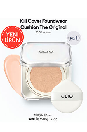 Mat Bitişli CLIO Kill Cover Founwear Cushion The Original + Refill (21C Lingerie) SPF50+ PA+++