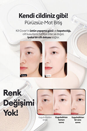 Mat Bitişli CLIO Kill Cover Founwear Cushion The Original + Refill (19N Porcelain) SPF50+ PA+++