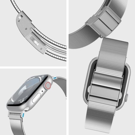 Spigen Apple Watch 49/46/45mm Ultra 3/2/1 / Seri 11/10/9/8/7 ile Uyumlu Kordon Band Sleek Link İnce Baklalı Çelik Gümüş Kayış - AMP07224 (Spigen TR Garantili) Silver - Teşhir