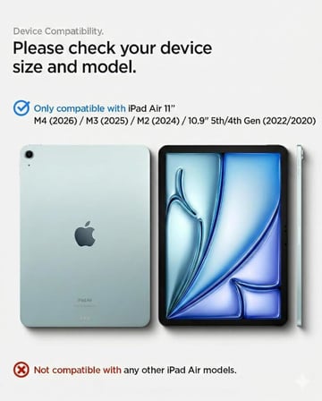 Spigen iPad Air 11" (2026/2025 / 2024) / Air 10.9" (2022/2020) ile Uyumlu Kılıf Enzo Aramid Black ACS07757 - Teşhir