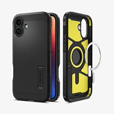 Spigen iPhone 16 Plus ile Uyumlu Kılıf Tough Armor Mag (MagSafe Uyumlu) Black