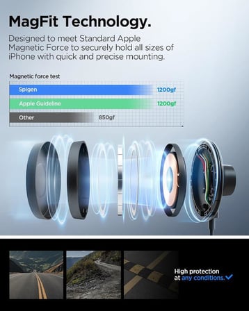 Spigen MagFit Dashboard ACP08544 MagSafe Manyetik Araç Telefon Tutucu - OUTLET