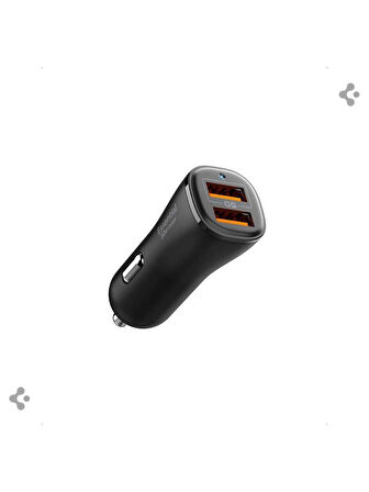Spigen 30W USB-A 2 Port Araç içi Hızlı Şarj Aleti 18W + 12W Akım Korumalı Güç Adaptörü iPhone & Android & iPad Type-C PD EV302 - ACP08700