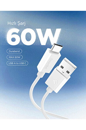 Spigen Essential 2M USB-A to USB-C 60W Kablo ACA08716 Beyaz
