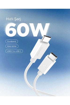 Spigen Essential 2M USB-C to USB-C 60W Kablo ACA08720 Siyah