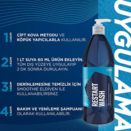 GYEON Q²M RestartWash Seramik Kaplama PPF Yenileyici Asidik Şampuan - 500 ml -Konsantre