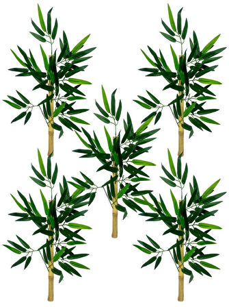 5li Set Yapay Bambu Sopası 6 Yapraklı 50cm Yapay Çiçek Bambu Duvarı Separatör Çiçeği Yapay Çiçek
