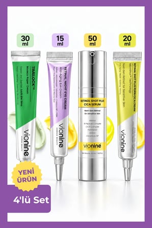 Vionine 4'lü Cilt Bakım Seti - Retinol Serum, Retinal Krem, Göz Kremi ve Madeca Krem