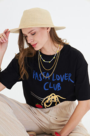 Makarna Aşıkları İçin Tasarlanmış %100 Pamuk Comfort Kadın Tişört