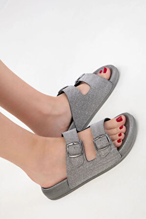 Yazlık Kadın Ortopedik Terlik – Sim Detaylı, Çift Tokalı, Soft Tabanlı Ev Terliği