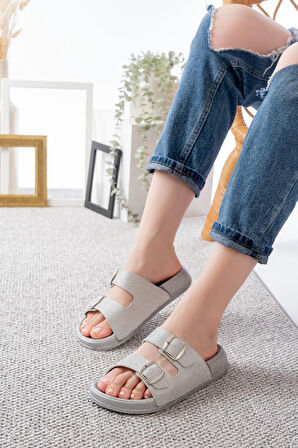 Yazlık Kadın Ortopedik Terlik – Sim Detaylı, Çift Tokalı, Soft Tabanlı Ev Terliği