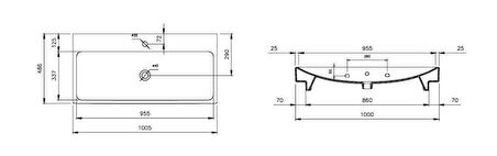 Bocchi Scala Tezgah Üstü Lavabo 100 cm Mat Beyaz 1079-002-0126