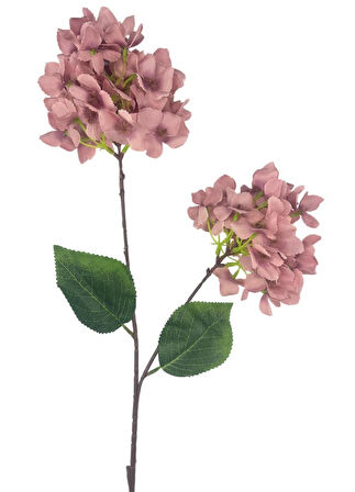 Yapay Çiçek Ortanca 90cm 2Toplu Gülkurusu Koyu Tek Dal Kumaş Çiçek Uzun Dal