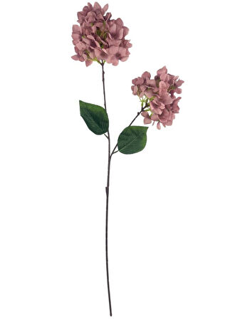 Yapay Çiçek Ortanca 90cm 2Toplu Gülkurusu Koyu Tek Dal Kumaş Çiçek Uzun Dal