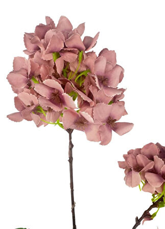 Yapay Çiçek Ortanca 90cm 2Toplu Gülkurusu Koyu Tek Dal Kumaş Çiçek Uzun Dal
