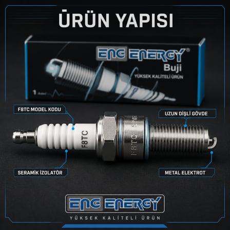 Eng Energy Honda Tipi F8TC Uzun Paso 4 Zamanlı Motor Bujisi 3’lü Paket