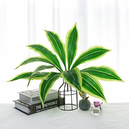 Yapay Çiçek Dracaena Massengena Yaprağı Demeti 12 Yapraklı 40*50cm Dik Duvar Çiçeği Yapay Bitki