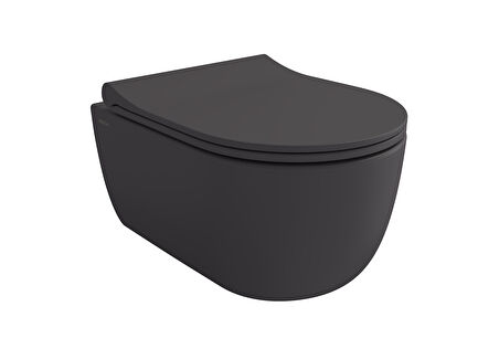 Bocchi V-Tondo Kanalsız Kısa Asma Klozet Kapak Dahil Antrasit 1417-020-0128
