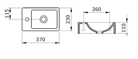 Bocchi Milano Dar Sağ Lavabo 1419-001-0126 Mat Siyah