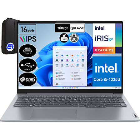 Lenovo Thinkbook 16 G6 Irl 21KH001ETREP5 I5-1335U 24 GB Ram 1tb SSD WIN11 Pro 16" Wuxga + Elektropasaj Çanta
