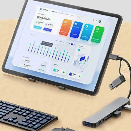 CT-STONES® 8 in 1 Usb Çevirici Notebook Macbook Type-C Uyumlu Görüntü Aktarıcı Hub