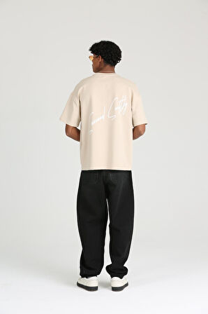 Oversize Caeed Smithy Baskılı Erkek Rahat Kalıp 2 İplik Tişört  