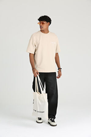 Oversize Caeed Smithy Baskılı Erkek Rahat Kalıp 2 İplik Tişört  