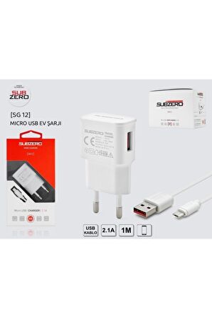 Subzero SG12 Micro USB Hızlı Şarj Aleti Beyaz