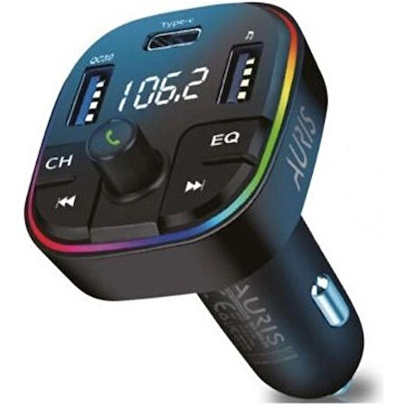 AURIS ARS-C6 FM Transmitter ve Hızlı Şarj Cihazı (2xUSB + PD Destekli)