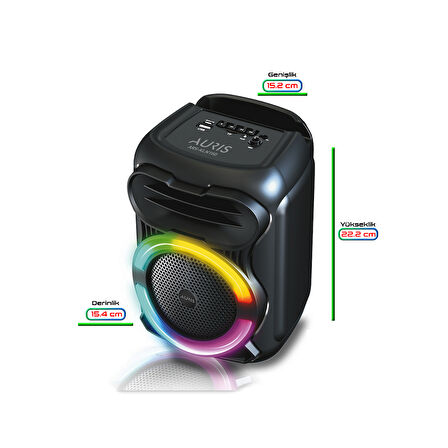 Auris KLN160 15W 4 inç RGB Taşınabilir Bluetooth Hoparlör