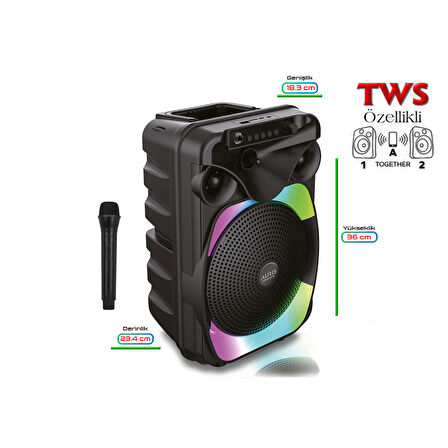 Auris KLN170 10W 8 inç Kablosuz Mikrofonlu RGB Bluetooth Hoparlör